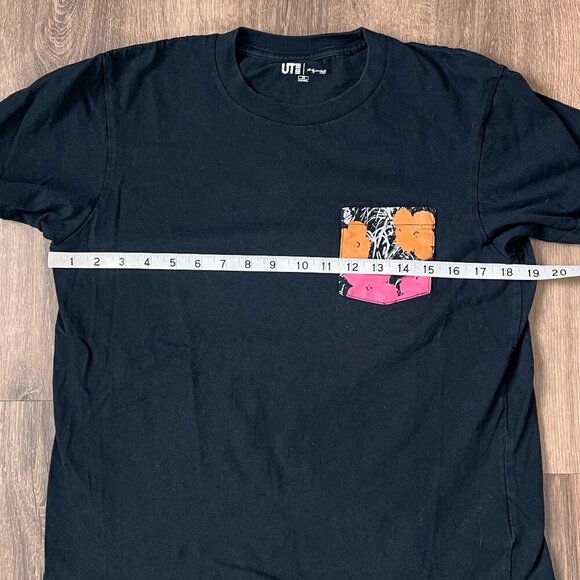 Uniqlo UT Andy Warhol Black Floral Pocket T Shirt Sz XS - Picture 6 of 8